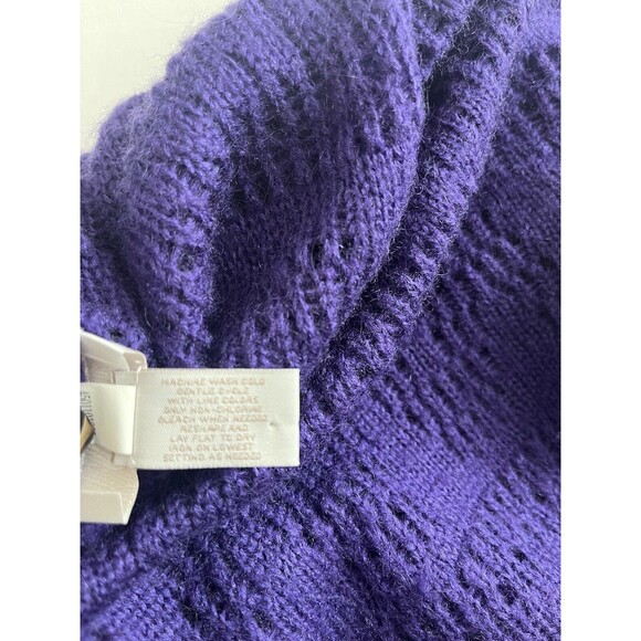 Chico's Purple Open Knit Short Sleeve Pullover Sweater Size  (2) / Medium (12) - Picture 9 of 9